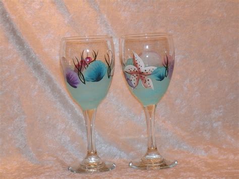 Seashell Wine Glasses Set Of Four Etsy