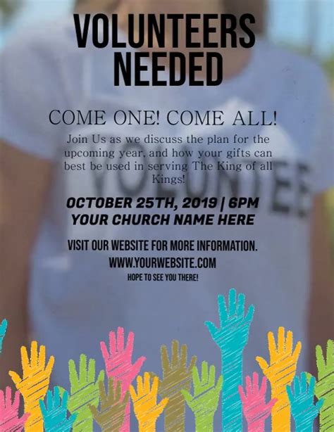 Copy Of Church Volunteers Needed Flyer Template Postermywall