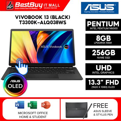 Asus Vivobook 13 Laptop T3300k Alq038ws Blackpentium Silver N6000