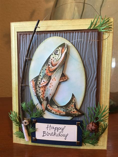 Masculine Fishing Themed Card For Birthdays Etc Handmade Birthday