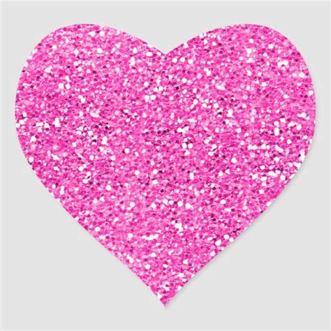 Hot Pink Glitter Heart Sticker In 2021 Pink Glitter