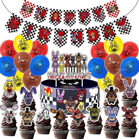 Five Night Freddy Birthday Party Decorations Paper Banner Cake Topper Fnaf Latex Balloons Freddy