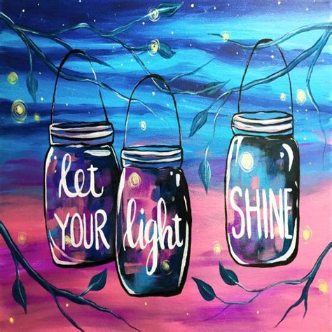 Three Mason Jars With The Words Let Your Light Shine Painted On Them In