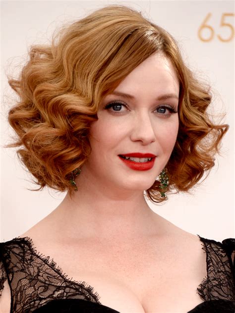 pictures 2013 emmy awards hairstyles best looks christina hendricks curly bob hairstyle