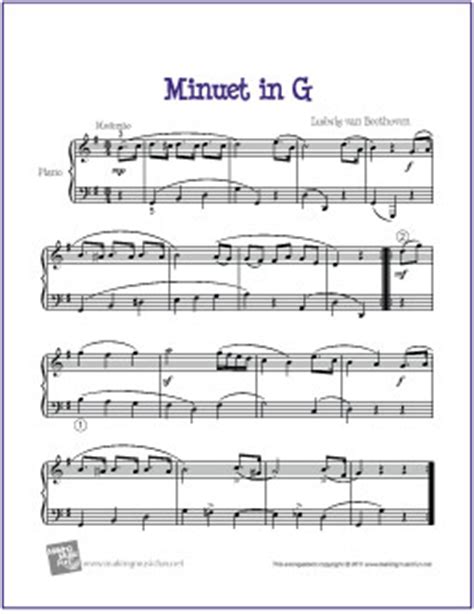 Free piano arrangement sheet music amazing grace michael kravchuk. Minuet in G (Beethoven) | Free Easy Piano Sheet Music