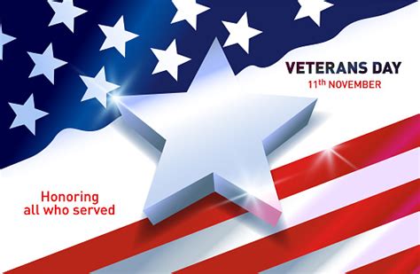 Veterans Day Honoring All Who Served November 11 Stock Illustration