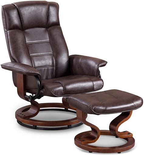 Mcombo Leather Soft Swiveling Recliner Chair With Wrapped Swiveling