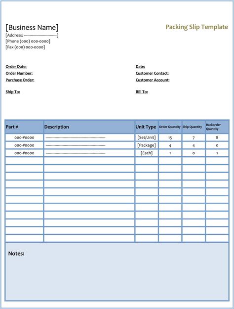 Free Shipping Packing Slip Templates For Word Excel In Blank
