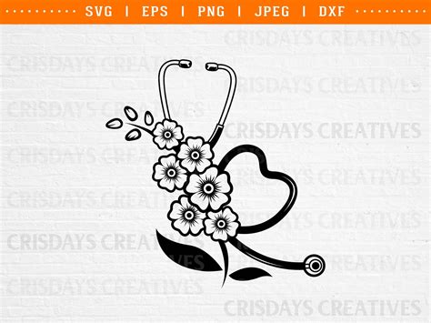 Floral Stethoscope Svg Nurse Svg Nursing Svg Heart Etsy Flower