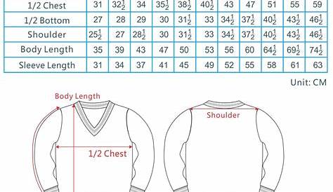 women's sweater size chart