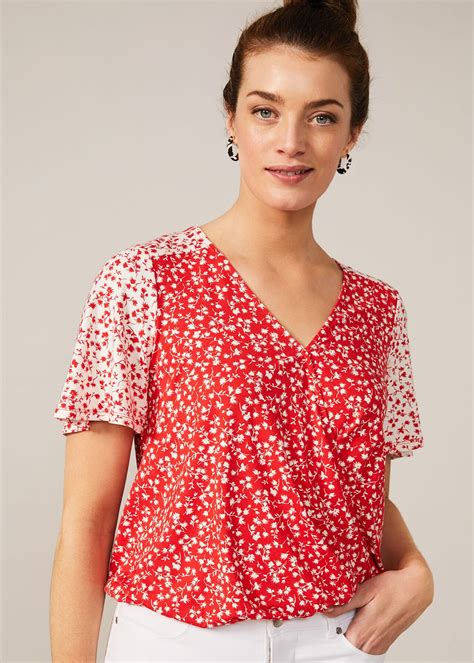 ebony ditsy floral wrap top phase eight