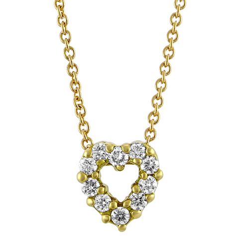 Roberto Coin Tiny Treasures Diamond Heart Necklace In Yellow Gold 011