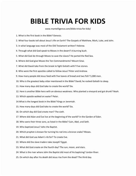 58 Best Bible Trivia For Kids With Answers