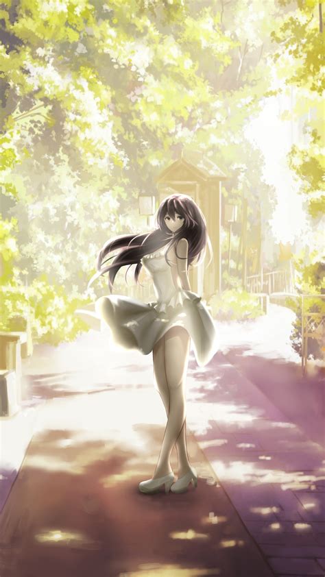 1080x1920 Anime Girl In Beautiful Dress Outdoors 4k Iphone