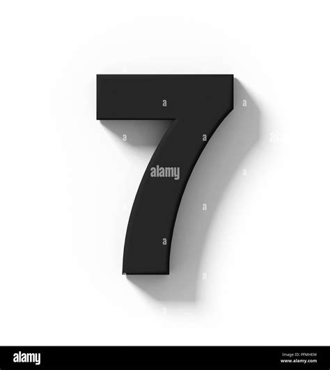Number 7 3d Black Isolated On White With Shadow Orthogonal Projection