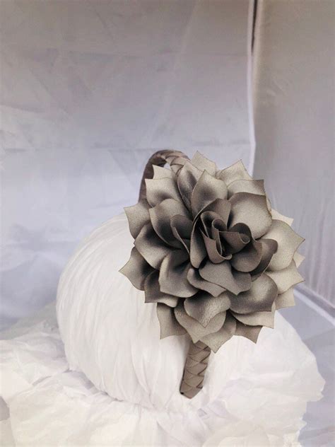 Gray Headband Flower Grey Wedding Funeral Hair Accessory Etsy
