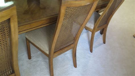 Candles, candleholders, abstract sculptures, bookends and more give your design scheme depth and make any house feel like a home. Large Dining Room Table w/ 8 Cane-Back Wooden Chairs ...