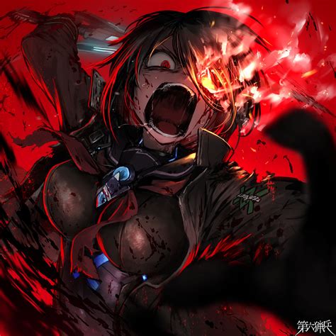Hetza Hellshock Dairoku Ryouhei Red Neckwear 1girl Angry Black