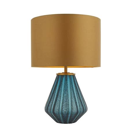 Turquoise Glass Lamp With Gold Shade Lighting Company Uk