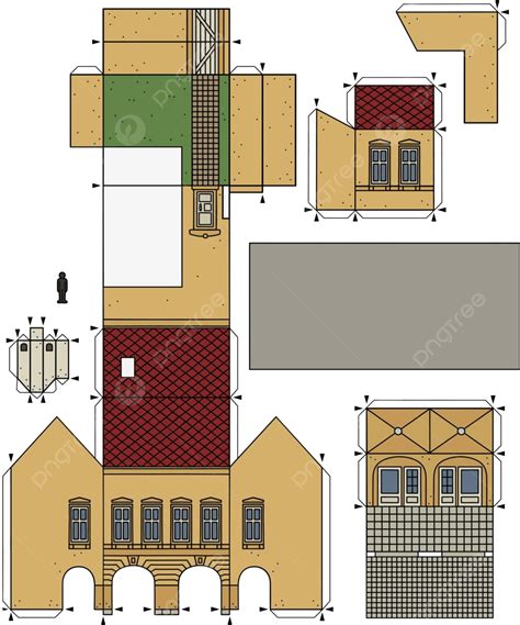 The Paper Model An Old Town House Gate Market Cut Vector Gate Market