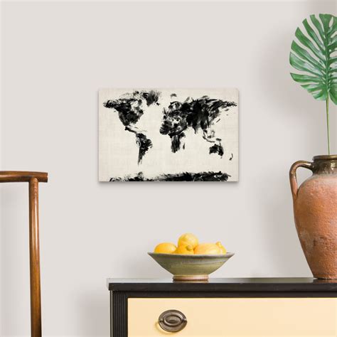 Abstract Black And White World Map Canvas Wall Art Print Map Home