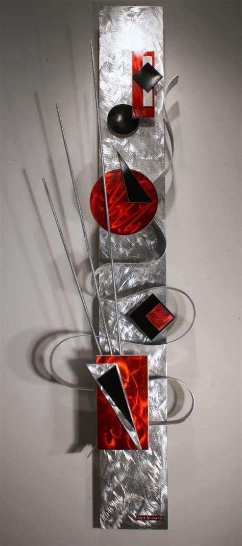 Red Art Metal Wall Sculpture Abstract Home Decor
