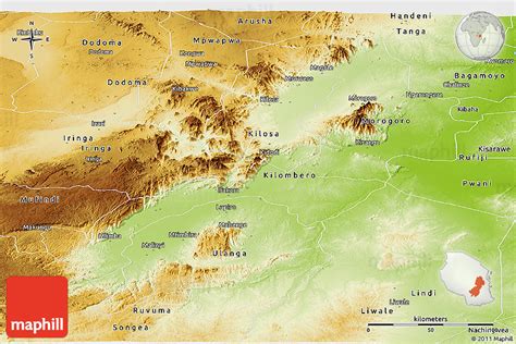 Physical Panoramic Map Of Morogoro