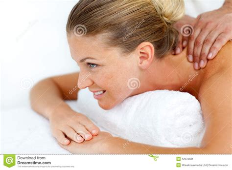 Beautiful Woman Being Massaged Stock Image Image 12973581