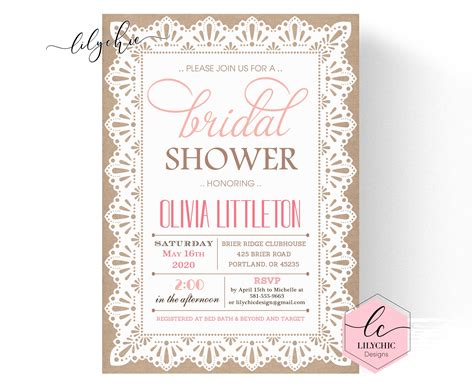 Printable Burlap And Lace Bridal Shower Invitation Blush Etsy