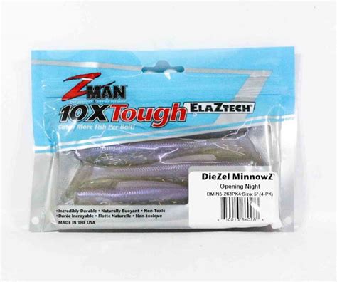 Zman Soft Lure Diezel Minnowz 5 Inch 4pack Opening Night 0283