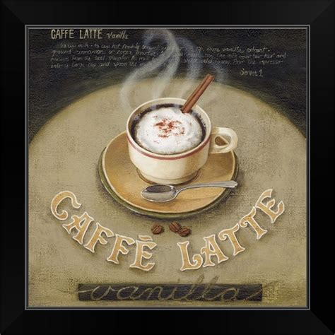 Caffe Latte Black Framed Wall Art Print Coffee And Tea Home Decor Ebay