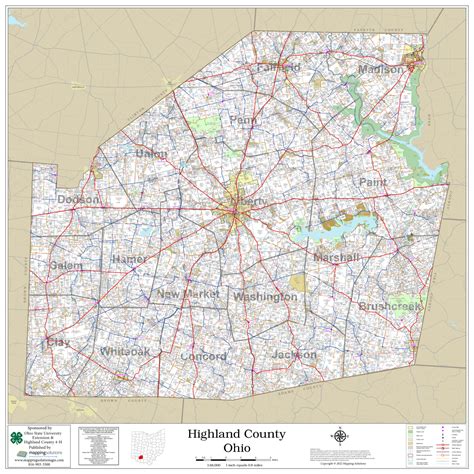 Highland County Ohio 2022 Wall Map Mapping Solutions