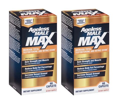 2 Pack Ageless Male Max Testosterone Booster 2x 60 120 Caplets Exp 11 24 New 695111001901 Ebay