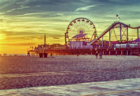 Sunset At Santa Monica Pier Photograph By Robert Alsop Fine Art America
