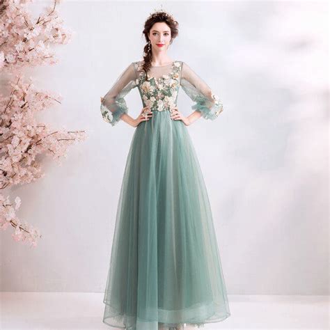 Long Sleeve Prom Dress Cheap With Flowers A Line Sale