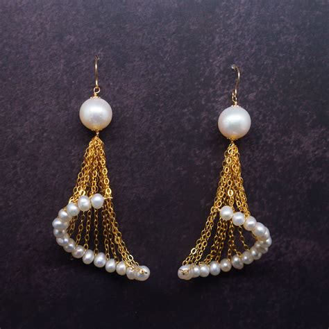 Dainty Pearl K Gold Filled Wire Dangle Drop Wrapped Earrings Etsy