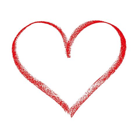 Красный вектор сердце значок кадра кистью мел мазки дизайн