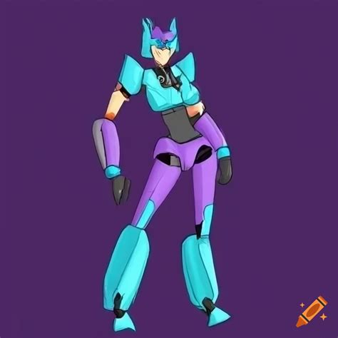 Blue And Purple Female Cartoon Transformer Named Moonhunter On Craiyon