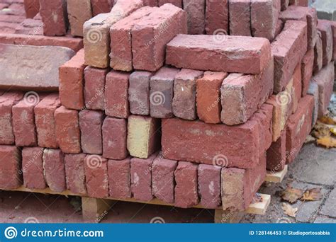 Pile Of New Red Bricks Stock Image Image Of Brick Pattern 128146453