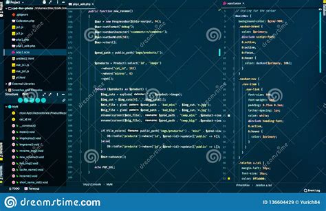 Css And Php Code On Dark Blue Background Close Up Splitting Of Css