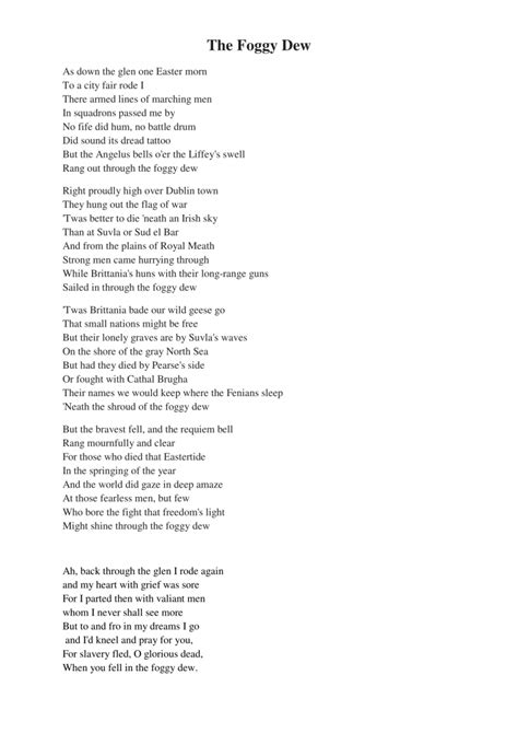 The Foggy Dew Lyrics Getcrackingguitar