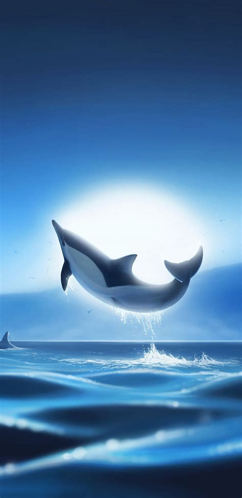 Whale Fish Jump Sea And Moon Silhouette Art Samsung Galaxy S8