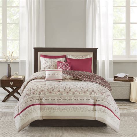 Mainstays 8 Piece Comforter Set With Coverlet Full Queen Red