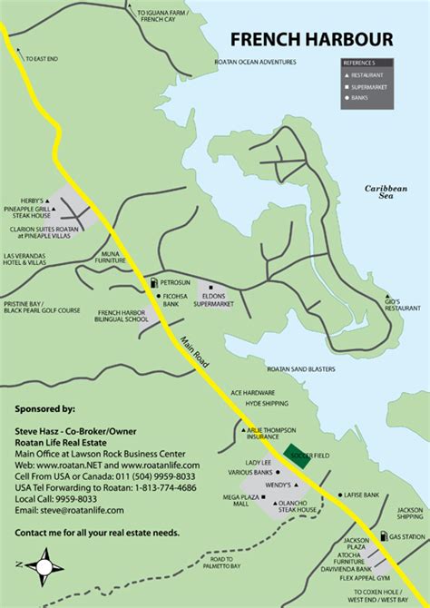 Maps Of Roatan Island In The Western Caribbean Area