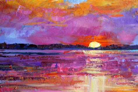 Palette Knife Oil Painting Original T For Colorful Sky Painting