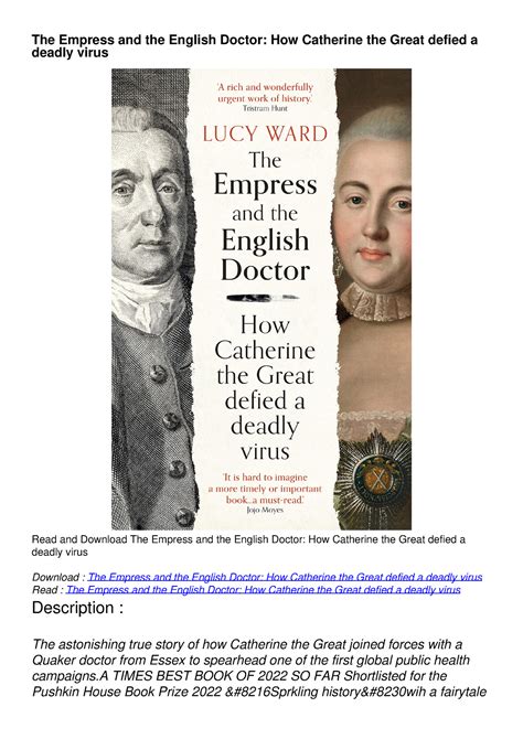 Read Download The Empress And The English Doctor How Catherine The Great Defied A Deadly