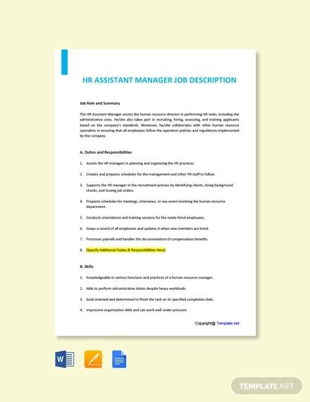 hr assistant job description 14 free word pdf documents download free and premium templates