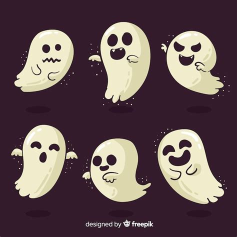 Free Vector Halloween Ghost Character Collection With Flat Design