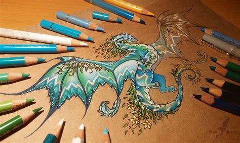 Beautiful Dragon Artwork Drawn Only With Colored Pencils
