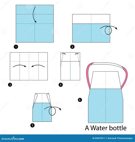 Step By Step Instructions How To Make An Origami A Water Bottle Stock